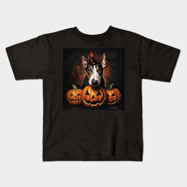 Halloween Bull terrier Kids T-Shirt by NatashaCuteShop